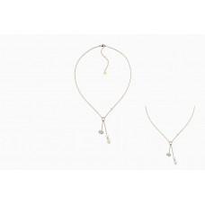 Дамско колие Dior Shiny-D White Cultured Pearl-CD Logo с жълто злато и кристали