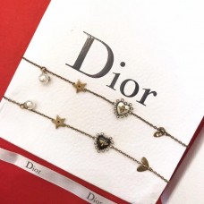 Гривна Dior White Pearl Bell-Heart с месингови диаманти, бяла/черна