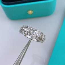 Дамски пръстен Tiffany Sterling Silver с три реда диаманти от бяло злато