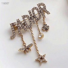 Christian Dior Paved Diamonds JADIOR Motif Bee Star Clover Dams Vintage Gold-finish Metal Crystal Brosh