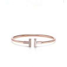 Гривна Tiffany Tiffany T1 Rose Gold Double T Asymetric Diamonds MOP Rigent
