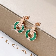 Обеци Bvlgari BVLGARI от розово злато с малахит и диаманти Perfect