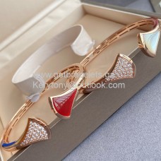 Гривна Bvlgari Divas Dream червено/зелено/бяло с розово злато