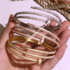 Гривна Cartier Juste un Clou 3 кръга с паважни диаманти, бижута за готина дама