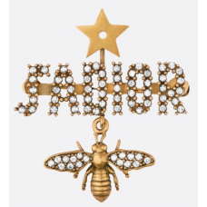 Брошка Christian Dior JAdior Star Charming Bee Retro Brass Logo Motif Diamonds