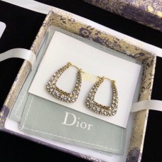 Обеци Dior Morden JADIOR Paved White Crystal Logo Detail, стари златни, за жени