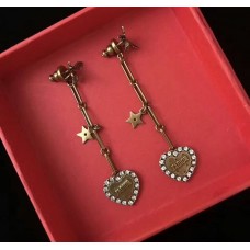 Обеци Dior LAmour Avenir с бял кристал и сърце, месингова пчела, дълги, Канада