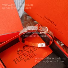 Гривна Hermes Boucle Sellier от розово злато с диаманти Pave UK