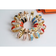 Hermes тясна емайлирана гривна с панти в обикновен емайл с розово злато/жълто позлатено