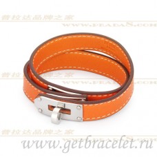 Гривна Hermes Rivale Double Wrap Orange със сребро