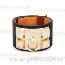 Гривна Hermes Collier de Chien черна със злато