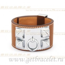 Гривна Hermes Collier de Chien, кестен със сребро