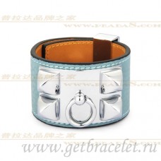 Гривна Hermes Collier de Chien синя със сребро