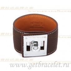 Гривна Hermes Kelly Dog кафява със сребро