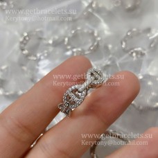 Пръстен Hermes Collier de Chien с диаманти Pave в розово злато/сребърно за жени, разпродажба във Великобритания