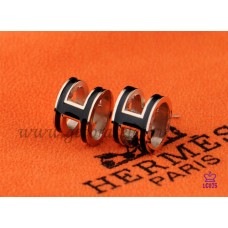 Обеци Hermes Pop H черни в розово злато