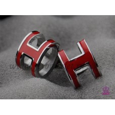 Обеци Hermes Pop H Red в бяло злато