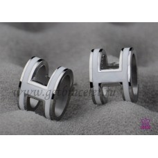 Обеци Hermes Pop H White в бяло злато
