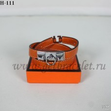 Гривна Hermes Rivale Double Wrap Orange Silver