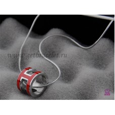 Колие Hermes 3D Pop „H“ с лого на змийска кост в червено от бяло злато