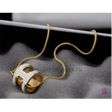 Колие Hermes 3D Pop „H“ с лого на змийска кост в бяло жълто злато