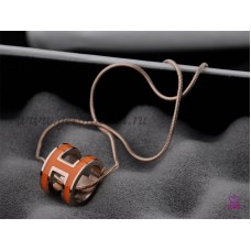 Колие Hermes 3D Pop „H“ с лого на змийска кост в оранжево злато