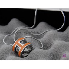 Колие Hermes 3D Pop „H“ с лого на змийска кост в оранжево от бяло злато