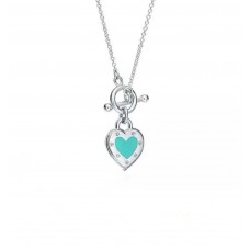 Дамско колие Tiffany Return To Turquoise Love Heart Toggle, синьо емайлирано