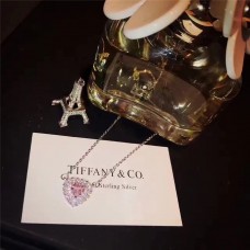 Висулка Tiffany Heart Paved White Pink Crystals Колие с пръстен