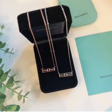 Колие Tiffany T с два отворени хоризонтални диаманта, женски, розово злато/жълто злато/сребро