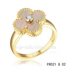 Пръстен Van Cleef Alhambra от жълто злато със сив седеф