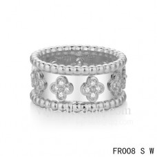 Пръстен Van Cleef Arpels Clover в бяло с кръгли диаманти