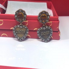 Дамски обеци Dior LAmour Avenir с жълти кристали и сърце, цвят „състарено злато“ с диаманти