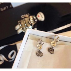 Сребърни обеци Dior с форма на CD и бял кристал, ценова листа