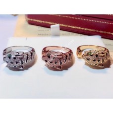 Пръстен Panthere de Cartier от бяло злато/жълто злато/розови изумруди и оникс с диаманти