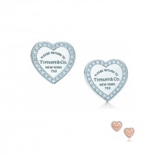Дамски обеци Tiffany Heart от стерлингово сребро с диаманти