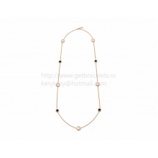 BVLGARI BVLGARI Sautoir в розово злато с перлени камъни и оникс