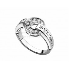 BVLGARI BVLGARI Пръстен от бяло злато с диаманти Pave