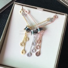 Колие Bvlgari B.zero1 Tassels от черна керамика с диаманти, 3 цвята, луксозно