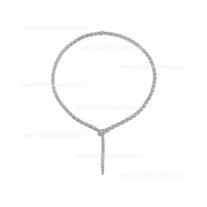 Тънко колие Bvlgari Serpenti Viper от 18-каратово бяло злато с диаманти с пълно покритие