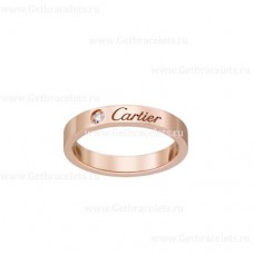 Сватбена халка Cartier C de Cartier с диаманти, розово злато