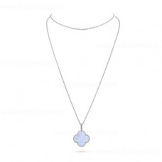 Дълго колие Van Cleef Arpels Magic Alhambra с 1 мотив, висулка от бяло злато и халцедон