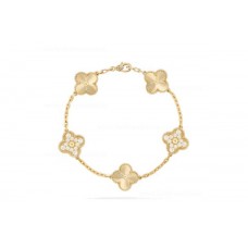 Гривна Van Cleef Arpels Alhambra 5 мотива жълто злато с диаманти