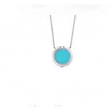 Колие с висулка Tiffany T Silver Diamonds Turquoise Circle HK
