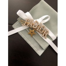 Дамска фиба за коса Cristian Dior JAdior с форма на звезда и лого на Dior с месингови диаманти