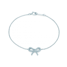 Гривна Tiffany с панделка от розово злато и сребро, висулка и диаманти, бижута