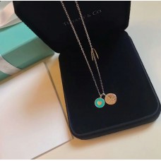 Дамско сребърно колие Tiffany Blue Enamel Heart Shape, двойно кръгло, разпродажба във Великобритания