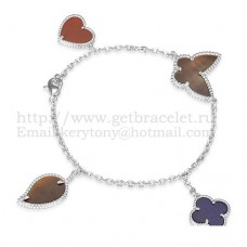 Гривна Van Cleef Arpels Lucky Alhambra 4 Motifs от бяло злато с комбинация от камъни 002