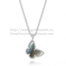 Колие Van Cleef Arpels Lucky Alhambra Butterfly от бяло злато със сив седеф