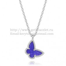 Колие Van Cleef Arpels Lucky Alhambra Butterfly от бяло злато с лапис и седеф